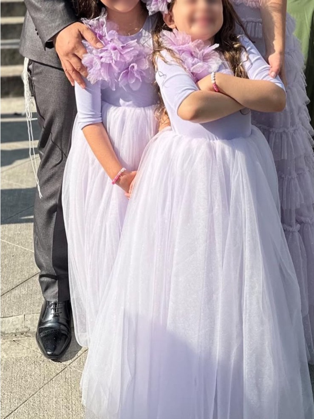 Lilac Tulle Flower-Trim Girls' Formal Dress